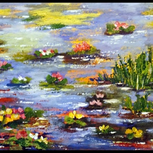 Water Lily  Painting / Original Acrylic Water Lily Painting/ Wall  Artwork