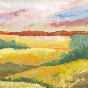 Summer Landscape Painting / Small Original Oil Painting / Field Painting / Clouds Painting