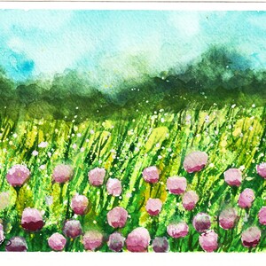 Carte de fleurs sauvages printanières, carte de voeux aquarelle, carte originale de paysage, carte d'art cadeau