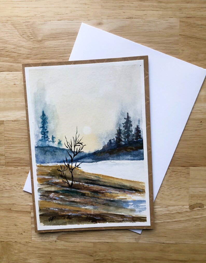 Hand Painted Watercolor Landscape Greeting Card - Etsy UK