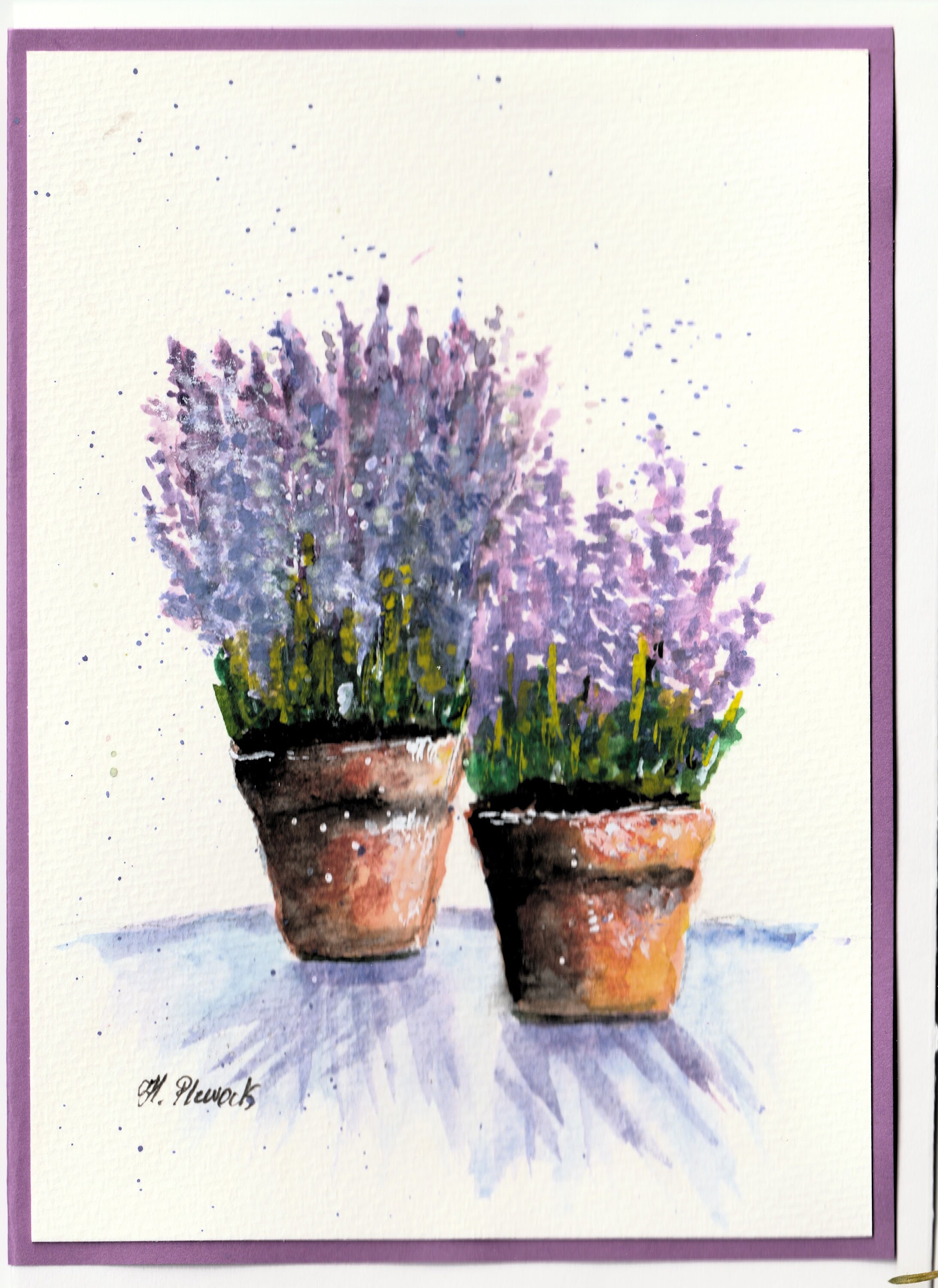 Hand Painted Lavender Watercolor Greeting Card, Birthday Card - Etsy
