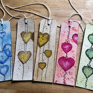 Valentine Day Bookmarks,Set of 5 Watercolor Bookmarks, Birthday gift Bookmarks, Hand Painted Bookmarks, Book Accessories
