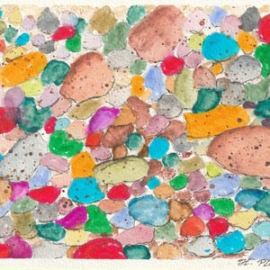 Galets sur la plage / Carte de voeux aquarelle originale / Carte de voeux cadeau / Carte d'anniversaire