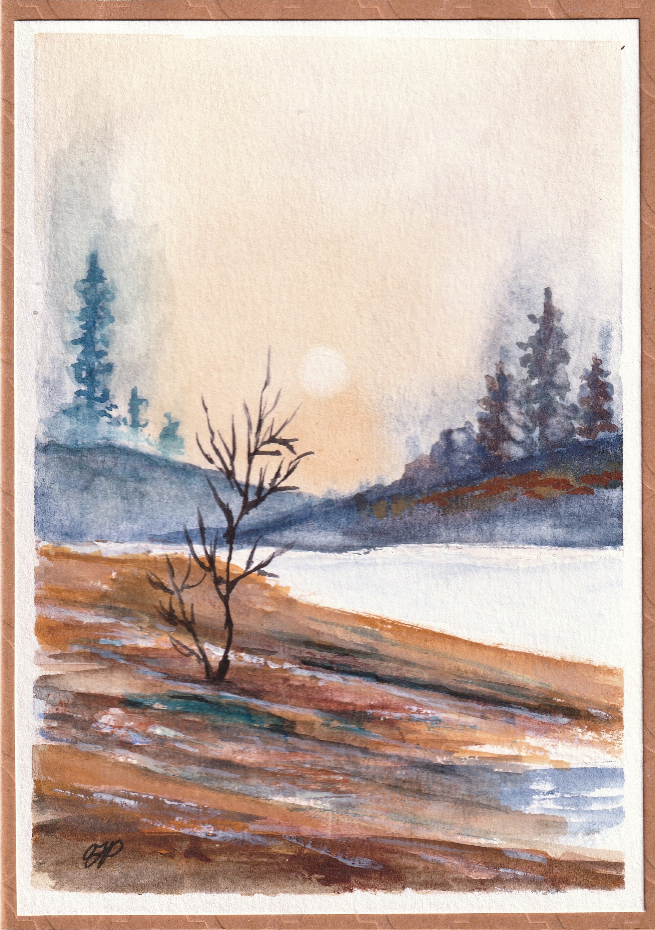 Hand Painted Watercolor Landscape Greeting Card - Etsy UK