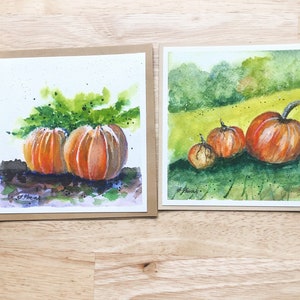 Set of 2 Thanksgiving Cards, Original watercolor Cards,Hand Painted Gift Cards