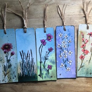 Set Of 5 Watercolor Bookmarks ,Floral Bookmarks