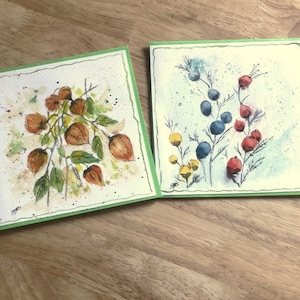 Thanksgiving Cards,  Set Of 2 Mothers Day Cards, Hand Painted Watercolor Cards, Original Handmade Cards