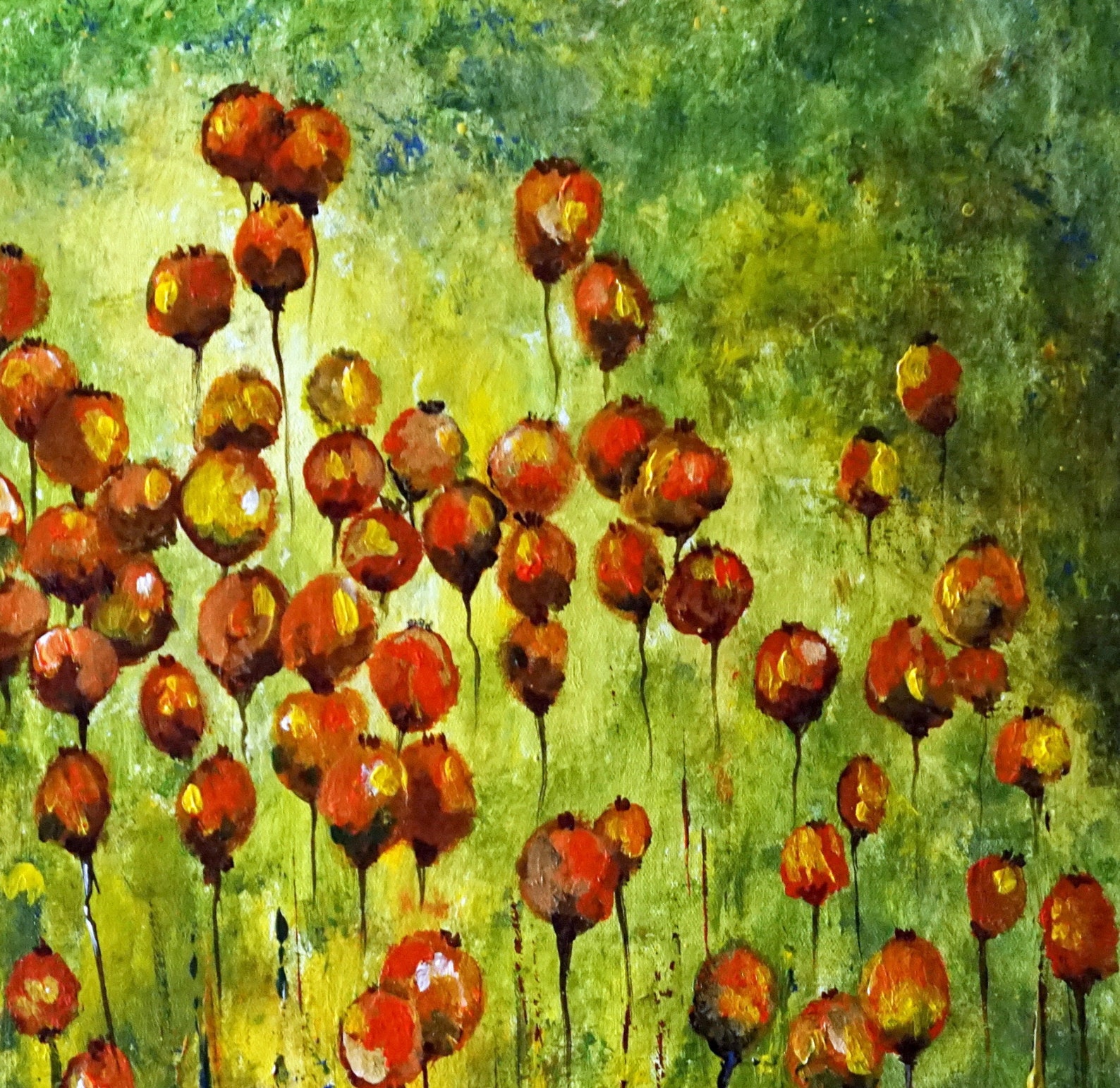 POPPY SEED HEADS Original Painting on Canvas/poppy Field Etsy