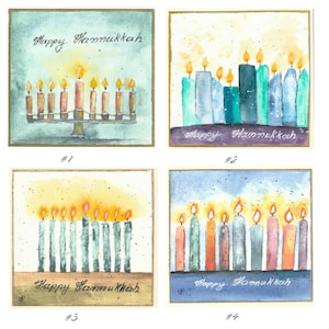 Hannukkah Greeding Cards, Watercolor Hannukkah Cards, Original Hand Painted Cards, Gift Art Card, Holiday Hannukkah Greeting Card