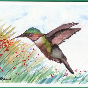 Carte de voeux bourdonnante / Carte peinte à la main originale / Carte de voeux aquarelle / Carte d'art cadeau