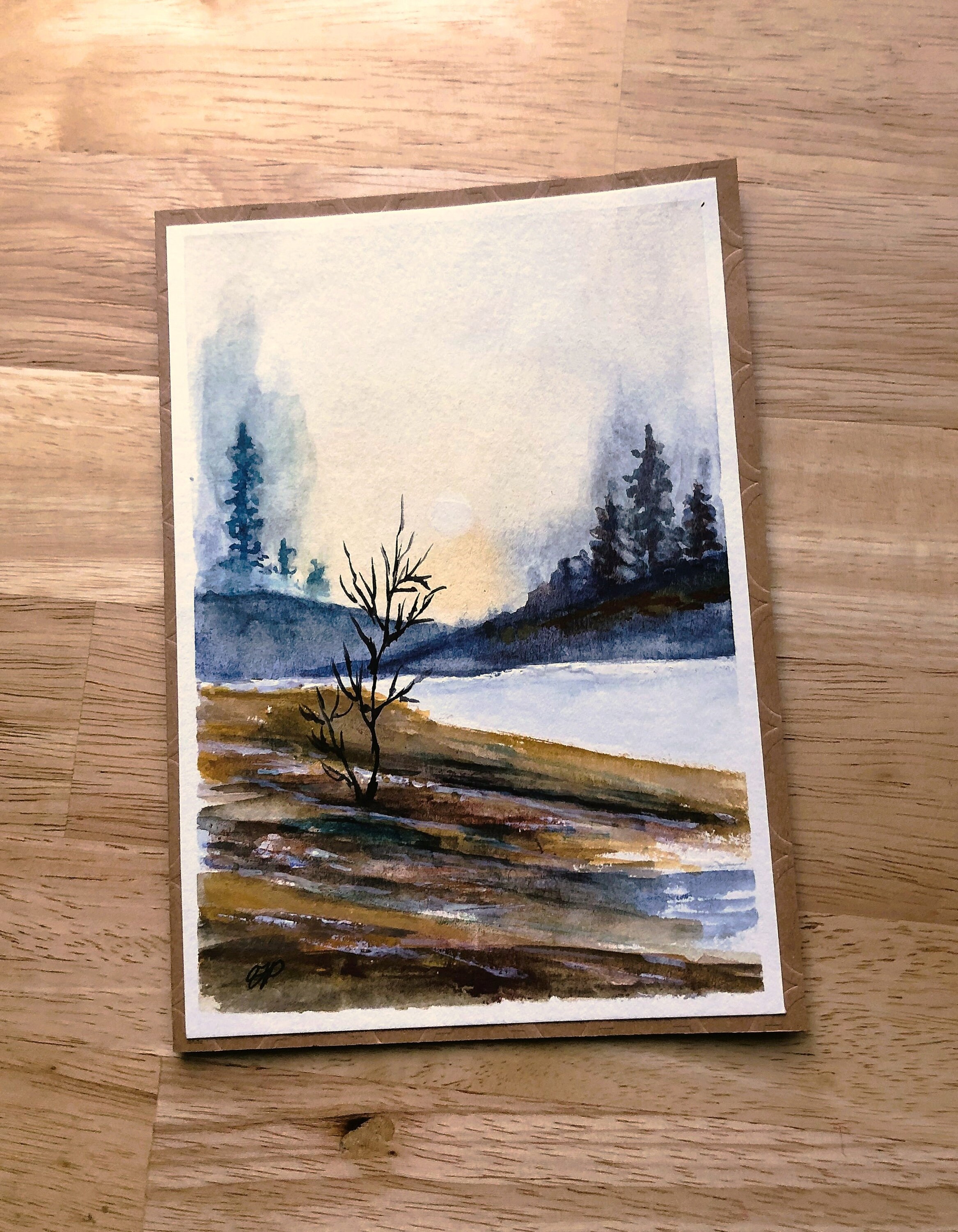 Hand Painted Watercolor Landscape Greeting Card - Etsy UK