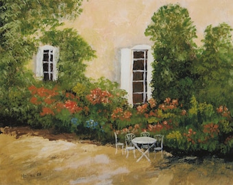 French Garden Print / Country Home Art Print / Oil Painting Print / Art Print