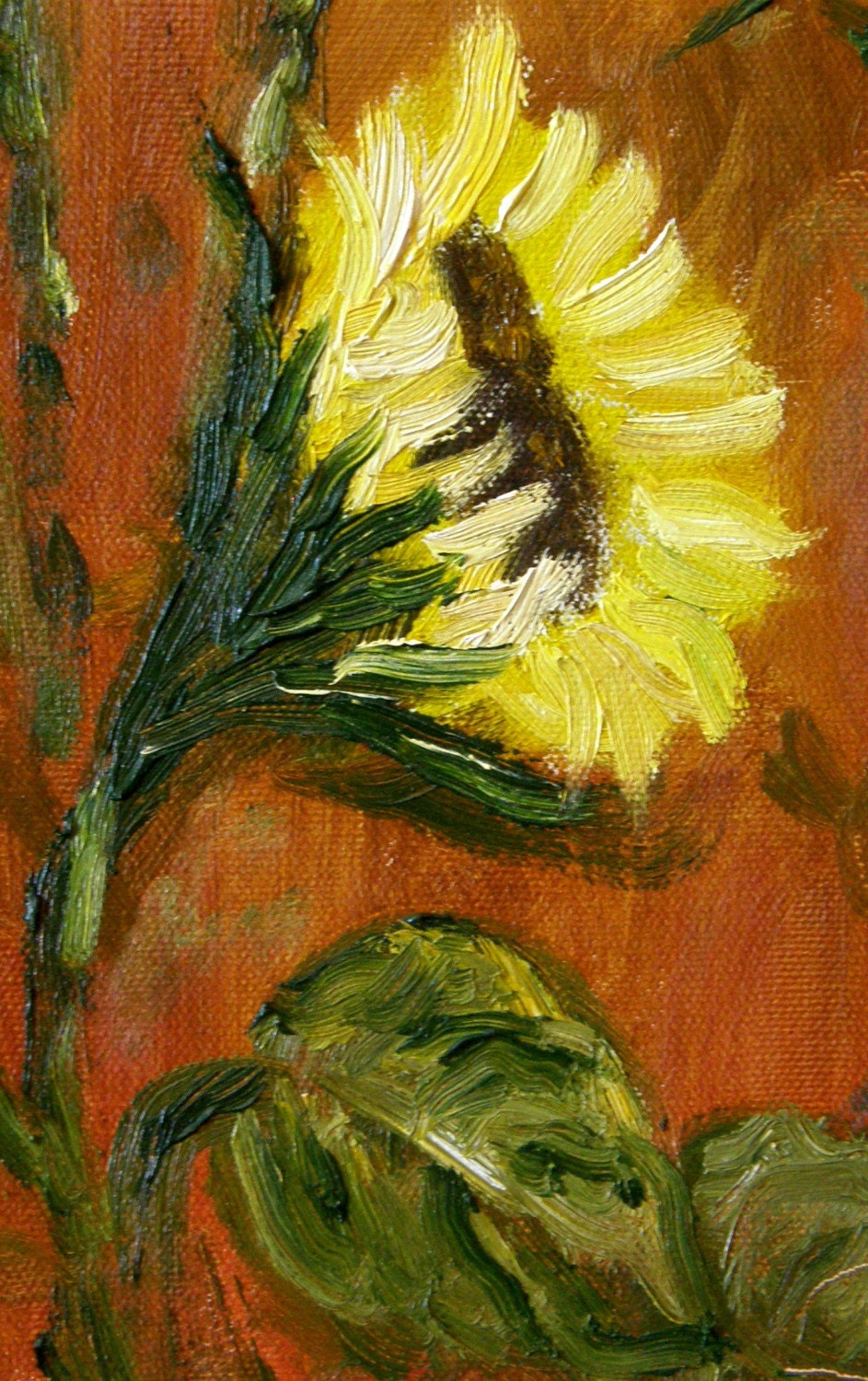 Impasto Sunflower Oil Painting: Floral Blossom Canvas Wall Art - Etsy