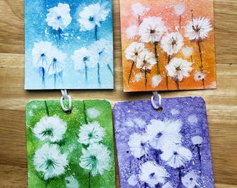Dandelions Watercolor Gift Tags, Original Watercolor Gift Tags, Set Of 4 Gift Tags, Hand Painted Gift Tags
