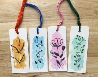 Foliage Watercolor Gift Tags, Set of 4 Gift Tags,Original Watercolor Gift Tags,