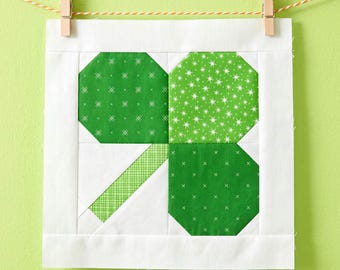 Shamrock Quilt Block Pattern – St Patrick's Day Clover (PDF Pattern)