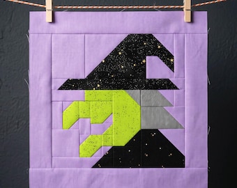 Wicked Witch Quilt Block Pattern by Trellis & Thyme – Vintage Halloween Spooky (PDF Pattern)