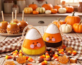 Candy Corn Cookie Feltie Pattern – Felt Fall autumn Halloween Kids Craft ornament (PDF Pattern)
