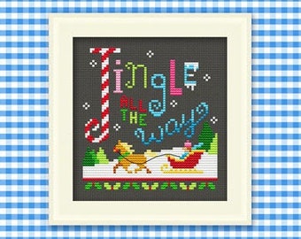 PDF Pattern - Jingle All The Way Cross Stitch Sampler Pattern, Retro Christmas Cross Stitch Pattern, Christmas Sampler Cross Stitch Pattern