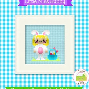 PDF Pattern - Little Miss Bunny Cross Stitch Pattern, Kawaii Easter Cross Stitch Pattern, Kawaii Bunny Cross Stitch