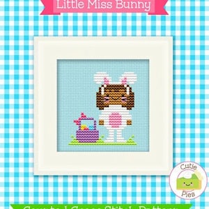 Patrón PDF - Patrón Punto de Cruz Little Miss Bunny, Patrón Punto de Cruz Pascua Kawaii, Punto de Cruz Conejita Kawaii