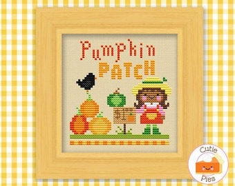 PDF Pattern - Pumpkin Patch Kawaii Cross Stitch Pattern, Kawaii Pumpkin Cross Stitch Pattern, Kawaii Autumn Cross Stitch Pattern