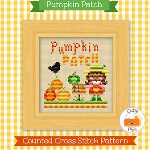 PDF Pattern - Pumpkin Patch Kawaii Cross Stitch Pattern, Kawaii Pumpkin Cross Stitch Pattern, Kawaii Autumn Cross Stitch Pattern