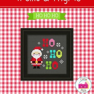 PDF Pattern - Ho Ho Ho Kawaii Cross Stitch Pattern, Kawaii Christmas Cross Stitch Pattern, Kawaii Santa Cross Stitch