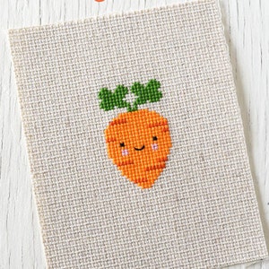 PDF Pattern - Little Carrot Cross Stitch Pattern, Kawaii Carrot Cross Stitch Pattern, Spring Carrot Embroidery Pattern