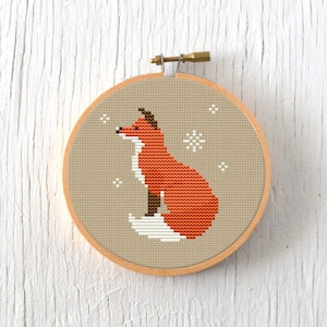 PDF Pattern Wintry Fox Cross Stitch Pattern, Christmas Fox Cross Stitch Pattern, Winter Fox Cross Stitch Pattern image 1