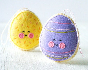PDF Pattern - Sugar Cookie Easter Egg, Easter Egg Ornament Pattern, Kawaii Softie Sewing Pattern, Felt Ornament Pattern