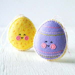 PDF Pattern - Sugar Cookie Easter Egg, Easter Egg Ornament Pattern, Kawaii Softie Sewing Pattern, Felt Ornament Pattern