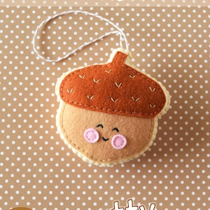 PDF Pattern - Little Acorn Pattern, Kawaii Felt Ornament Pattern, Felt Softie Sewing Pattern, Felt Toy Pattern