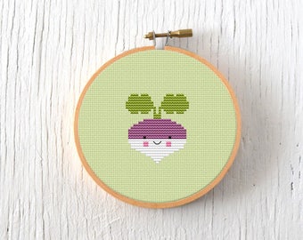 PDF Pattern - Little Turnip Cross Stitch Pattern, Kawaii Turnip Cross Stitch Pattern, Garden Turnip Embroidery Pattern