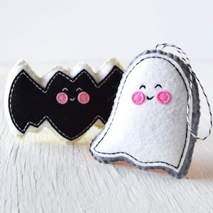 PDF Pattern - Ghost & Batty Felt Pattern, Kawaii Felt Ornament Pattern, Felt Softie Sewing Pattern, Felt Toy Pattern