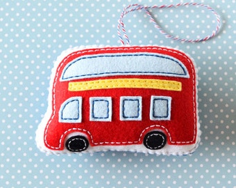 PDF Pattern - London Double Decker Bus Ornament Pattern, Felt Softie Sewing Pattern, Felt Ornament Pattern