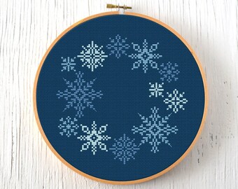 PDF Pattern - Snowflake Wreath Cross Stitch Pattern, Snowflakes Cross Stitch Pattern, Christmas Cross Stitch Pattern, Winter Cross Stitch