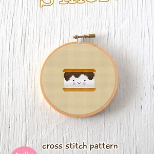 PDF Pattern S'more Cross Stitch Pattern, Kawaii S'mores Cross Stitch Pattern, S'mores Embroidery Pattern image 1