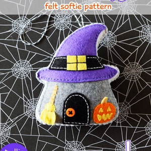 PDF Pattern Spooky Cottage Ornament Pattern, Halloween Felt Ornament Pattern, Felt Softie Sewing Pattern image 1