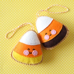 PDF Pattern - Candy Corn Cookie, Halloween Felt Ornament Pattern, Softie Pattern