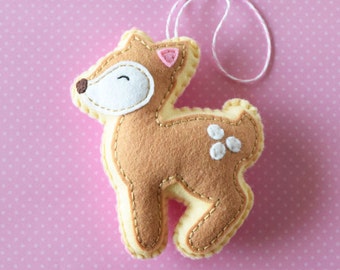 PDF Pattern - Little Deer Pattern, Kawaii Felt Ornament Pattern, Felt Softie Sewing Pattern, Felt Deer Pattern