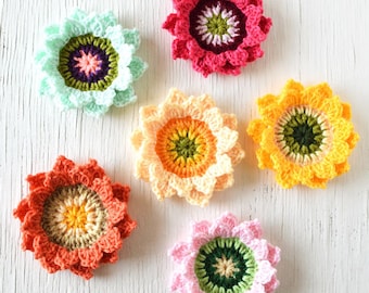 PDF Pattern - Candy Blossom Crochet Flower Pattern, Flower Crochet Pattern, Crochet Sunflower Pattern