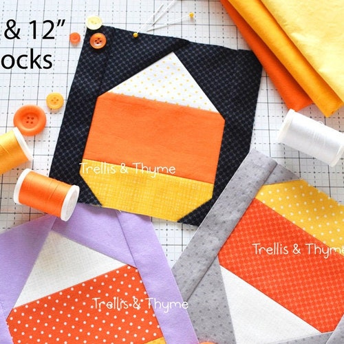 Halloween Candy Corn Quilt Block Easy Piecing Beginner PDF Etsy