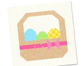 Easter Basket Quilt Block Pattern – Spring Eggs, 6-inch & 12-inch (PDF Pattern)