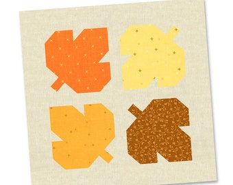 Wzór PDF - Wzór bloku kołdry z jesiennymi liśćmi, Wzór bloku kołdry na Święto Dziękczynienia, Wzór jesiennej kołdry, Wzór bloku kołdry na Halloween