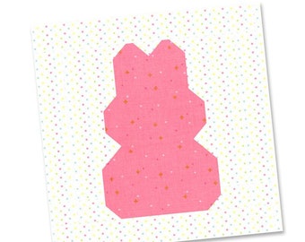 PDF Pattern - Little Bunny Quilt Block Pattern, Easter Quilt Block Pattern, Spring Rabbit Quilt Block, Easter Bunny Peep Quilt Pattern