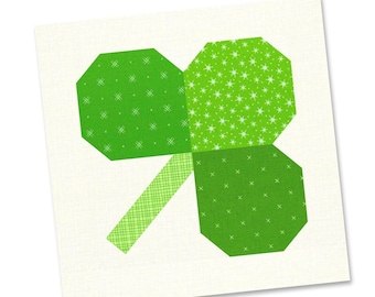 PDF Pattern - Shamrock Quilt Block Pattern, St Patrick's Day Quilt Block Pattern, Clover Quilt Block Pattern, Lucky Clover Quilt Pattern