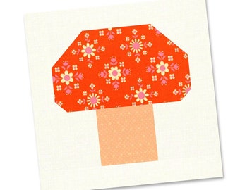 PDF Pattern - Wild Mushroom Quilt Block Pattern, Traditional Quilt Block Pattern, Autumn Quilt Block, Fall Quilt Block Pattern