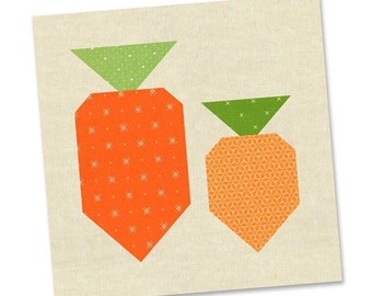 PDF Pattern - Garden Carrots Quilt Block Pattern, Spring Carrots Quilt Block Pattern, Easter Carrots Quilt Pattern, Vegetable Quilt Pattern