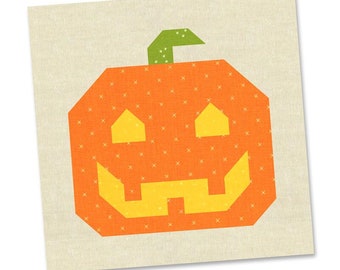 PDF Pattern - Jolly Jack O'Lantern Quilt Block Pattern, Halloween Quilt Block Pattern, Vintage Pumpkin Quilt Pattern, Jack O'Lantern Quilt